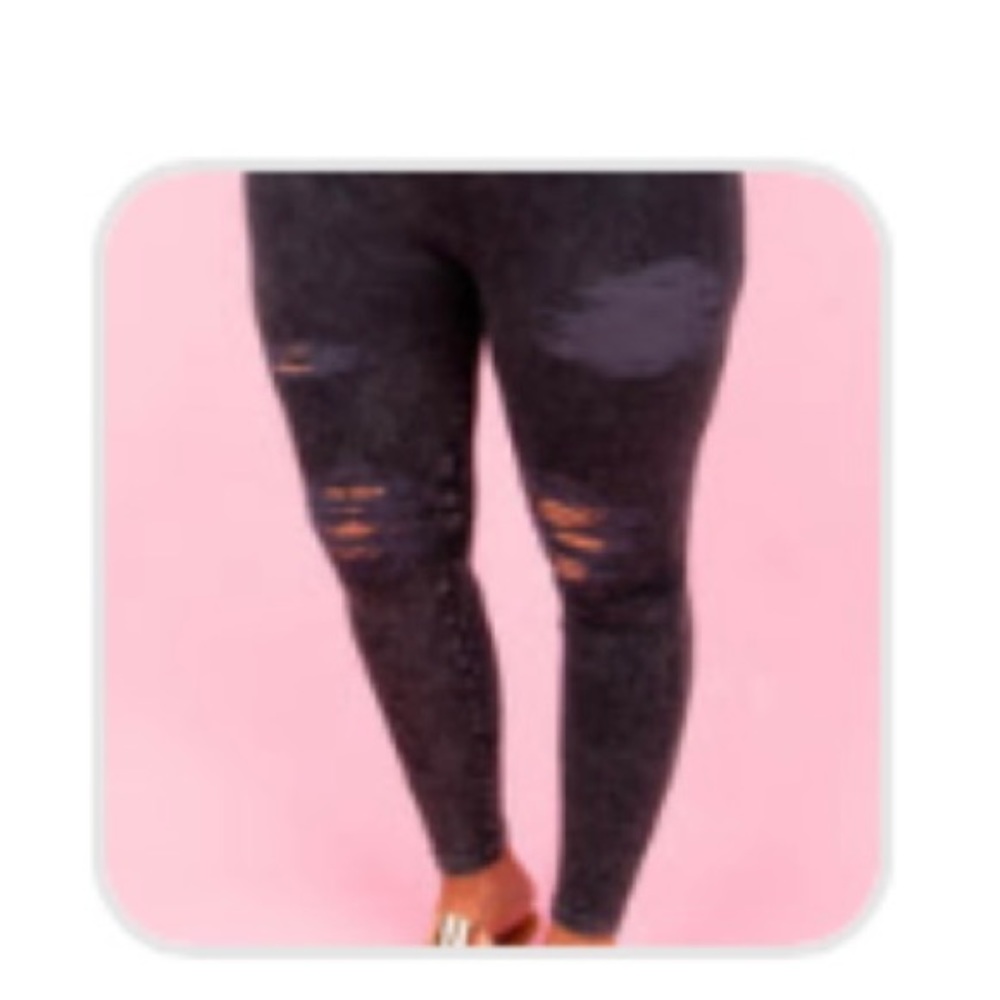 One size distressed black leggings